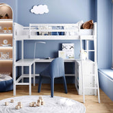 Bellemave® Full Size Loft Bed with Shelves and Desk - Bellemave